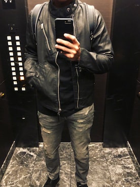 「G-STAR RAW（ジースターロゥ）のアイテム（ライダースジャケット）」を使った、gstar_maniaさん（メンズ・181cm）の春コーディネート