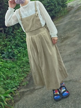 「152cm」｜「アイテム（ジャンパースカート）」を使った、なっぱさん（レディース・152cm）の夏コーディネート