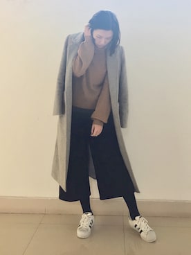 「アイテム（ダッフルコート、シルバー系）」を使った、Kate_Chungさん（レディース・163cm）の冬コーディネート