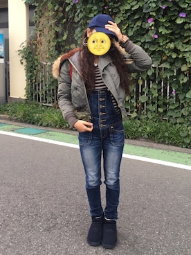 「AVIREX（アヴィレックス）のアイテム（その他アウター）」を使った、fullmoonさん（レディース・153cm）の冬コーディネート