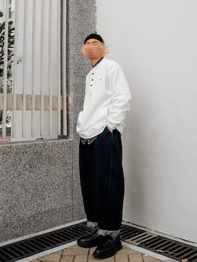 「initial（イニシャル）のアイテム（シューズ）」を使った、notrobotさん（メンズ・177cm）の冬コーディネート