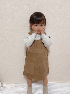 「サロペットスカート」｜「アイテム（スウェット）」を使った、itoさん（キッズ・80cm）の冬コーディネート