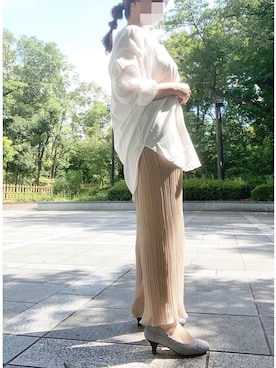 「ビッグシャツ」｜「アイテム（パンプス）」を使った、ミリーさん（レディース・159cm）の夏コーディネート