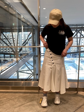 「AVIREX（アヴィレックス）のエンブロイダリー ティーシャツ 刺繍/ EMBROIDERED T-SHIRT（Tシャツ/カットソー）」を使った、halnoさん（レディース・158cm）の春コーディネート