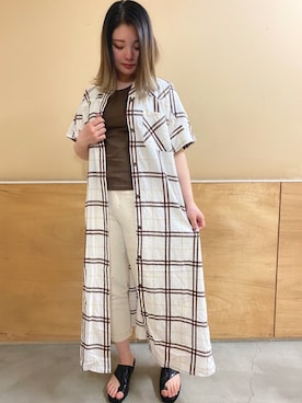 「AVIREX（アヴィレックス）のアイテム（シャツワンピース）」を使った、halnoさん（レディース・158cm）の春コーディネート