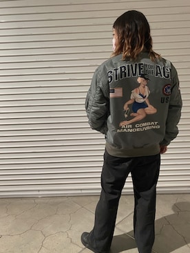「AF1」｜「アイテム（MA-1）」を使った、halnoさん（レディース・158cm）の秋コーディネート