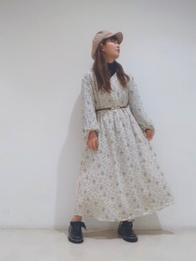 「earth music&ecology（アースミュージックアンドエコロジー）のアイテム（ニット/セーター、ブラック系）」を使った、→mi-na♡さん（レディース・152cm）の冬コーディネート