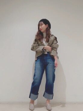 「earth music&ecology（アースミュージックアンドエコロジー）のORiental TRaffic ビットローファー●＊（ローファー）」を使った、→mi-na♡さん（レディース・152cm）の冬コーディネート