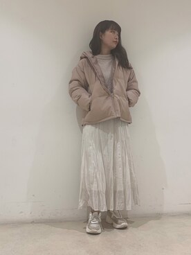 「アイテム（その他アウター、ピンク系）」を使った、→mi-na♡さん（レディース・152cm）の秋コーディネート