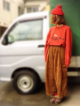 「niko and...（ニコアンド）のコールハギハギニーパンツ」を使った、アクロン🚛🎶さん（レディース・163cm）の冬コーディネート