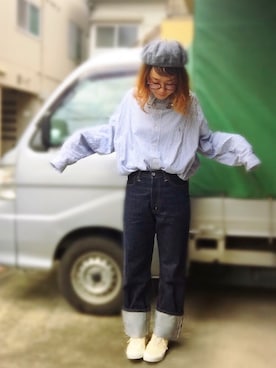 「スプリングSENSEOFPLACE」｜「アイテム（ハンチング/ベレー帽）」を使った、アクロン🚛🎶さん（レディース・164cm）の春コーディネート