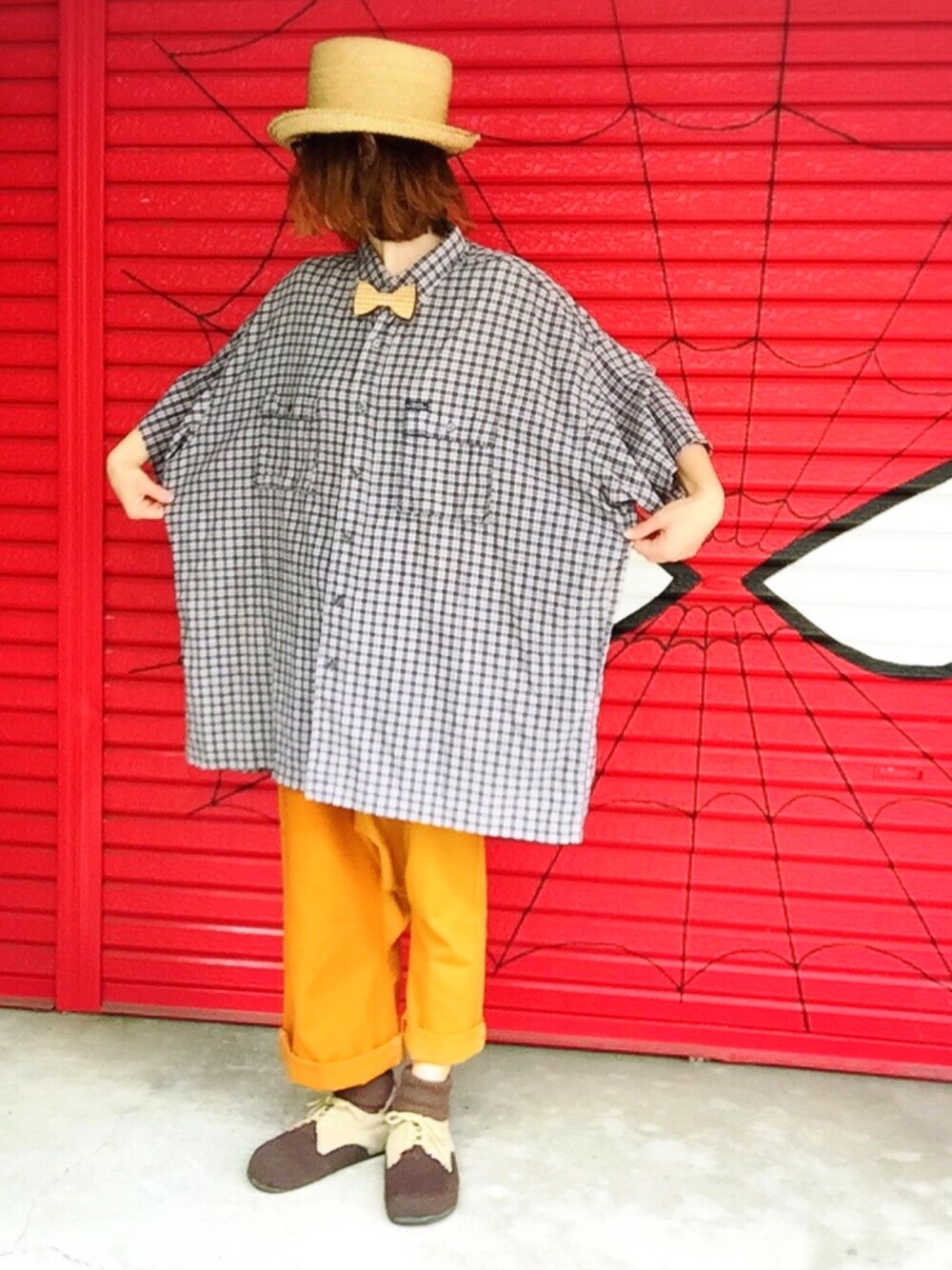 「ゆるコーデ、ゆるだぼ、ビッグシルエット、ビッグシャツ、オーバーサイズ、古着、古着MIX、サルエルパンツ、アシンメトリー」｜「古着のCHAPS RALPH LAUREN（シャツ/ブラウス、その他）」を使った、アクロン🚛🎶さん（レディース・164cm）の春コーディネートの1枚目の写真