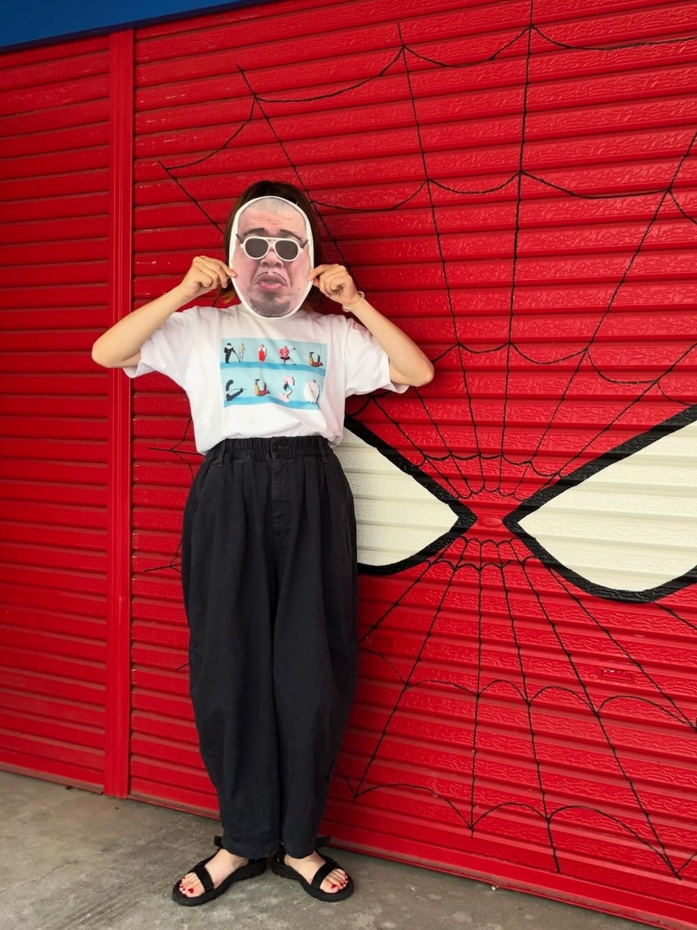 「超くっきーランド、くっきーランド、くっきーTシャツ、野性爆弾、Tシャツ、シンプル」｜「超くっきーランドのアイテム（Tシャツ/カットソー、ホワイト系）」を使った、アクロン🚛🎶さん（レディース・164cm）の夏コーディネートの1枚目の写真