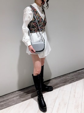 「RETRO GIRL（レトロガール）のアイテム（チュニック）」を使った、miさん（レディース・158cm）の冬コーディネート