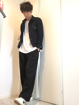 「Doシンプル部」｜「アイテム（スラックス）」を使った、A☆Gさん（メンズ・176cm）の春コーディネート