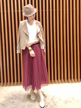 「UNTITLED（アンタイトル）のアイテム（ライダースジャケット）」を使った、UNTITLEDさん（レディース・169cm）の夏コーディネート