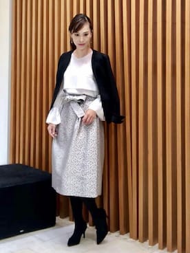 「UNTITLED（アンタイトル）のアイテム（ノーカラージャケット）」を使った、UNTITLEDさん（レディース・169cm）の秋コーディネート