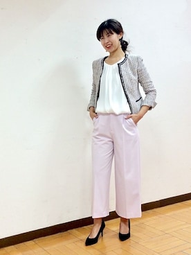 「UNTITLED（アンタイトル）のアイテム（ノーカラージャケット）」を使った、UNTITLEDさん（レディース・163cm）の冬コーディネート