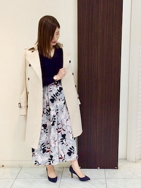「UNTITLED（アンタイトル）のアイテム（トレンチコート）」を使った、UNTITLEDさん（レディース・155cm）の冬コーディネート