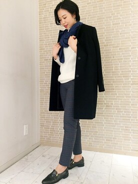 カシミヤ混 ノーカラーコクーンコートを使った人気ファッションコーディネート - WEAR