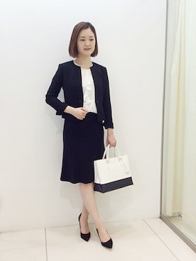 「UNTITLED（アンタイトル）のアイテム（ノーカラージャケット）」を使った、UNTITLEDさん（レディース・168cm）の冬コーディネート