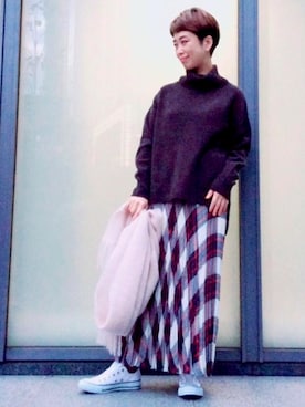 「UNTITLED（アンタイトル）のアイテム（スカート）」を使った、UNTITLEDさん（レディース・158cm）の冬コーディネート