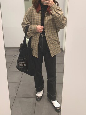 「Guess（ゲス）のアイテム（バレエシューズ）」を使った、yuiさん（レディース・155cm）の冬コーディネート