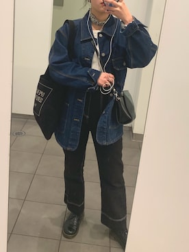 「大学生コーデ」｜「アイテム（デニムジャケット）」を使った、yuiさん（レディース・155cm）の春コーディネート