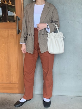 「SVEC（シュベック）のカンフーシューズ kung fu Shoes / ストラップパンプス（バレエシューズ）」を使った、yuiさん（レディース・155cm）の秋コーディネート