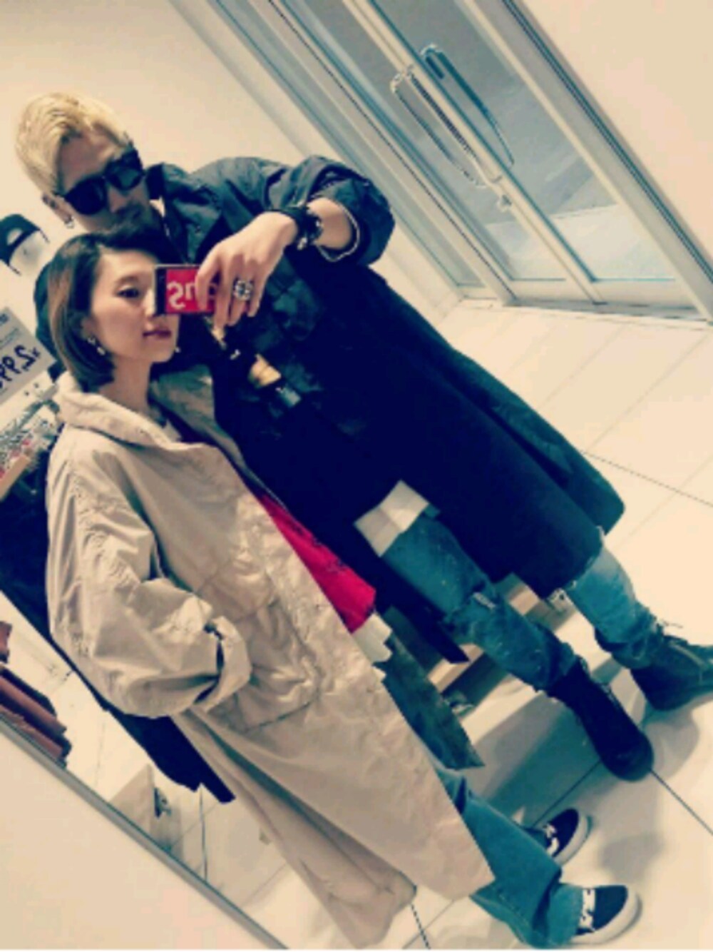 「スプリングコート、UNIQLOU、試着、UNIQLO」｜「ROSE BUDのアイテム（シャツ/ブラウス、レッド系）」を使った、yurikoさん（レディース・155cm）の春コーディネートの1枚目の写真
