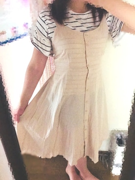 「アイテム（つなぎ/オールインワン、ベージュ系）」を使った、mgさん（レディース・158cm）の夏コーディネート