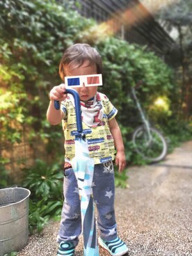 「Moujonjon（ムージョンジョン）のアイテム（Tシャツ/カットソー）」を使った、なな☺︎さん（レディース・155cm）の夏コーディネート