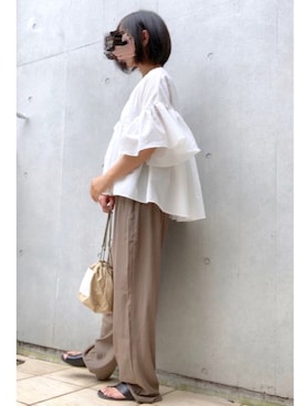 「サテンパンツ」｜「アイテム（福袋/福箱）」を使った、なな☺︎さん（レディース・155cm）の夏コーディネート