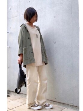 「CONVERSE（コンバース）の＜CONVERSE（コンバース）＞ALL STAR オールスター スニーカー ◆（スニーカー）」を使った、なな☺︎さん（レディース・155cm）の秋コーディネート