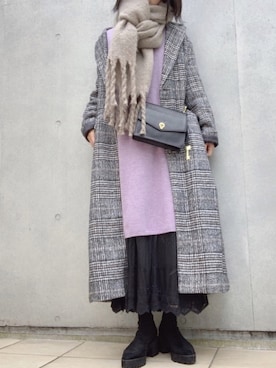 「アイテム（腕時計、パープル系）」を使った、なな☺︎さん（レディース・155cm）の冬コーディネート