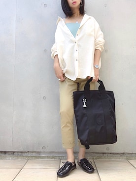 「URBAN RESEARCH（アーバンリサーチ）の『4サイズ展開』テーパードチノパンツ（その他パンツ）」を使った、なな☺︎さん（レディース・155cm）の春コーディネート