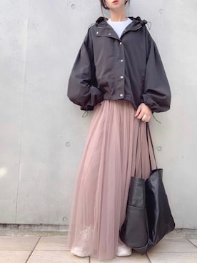 「La-gemme」｜「アイテム（マウンテンパーカー）」を使った、なな☺︎さん（レディース・155cm）の春コーディネート