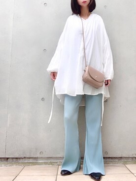 「SENSE OF PLACE by URBAN RESEARCH（センスオブプレイスバイアーバンリサーチ）のスクエアトウセンターシームフラットシューズ（パンプス）」を使った、なな☺︎さん（レディース・155cm）の春コーディネート