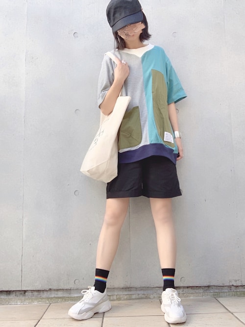 おしゃれ タオル素材 Tシャツ ショートパンツ 夏 コーデセット 20200403060743294_500.jpg