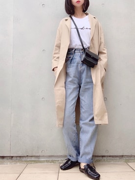 「Libra Cue（リブラ キュー）のアイテム（チェスターコート）」を使った、なな☺︎さん（レディース・155cm）の春コーディネート