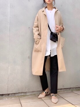 「Libra Cue（リブラ キュー）のアイテム（チェスターコート）」を使った、なな☺︎さん（レディース・155cm）の春コーディネート
