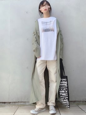 「ピスタチオ」｜「アイテム（トレンチコート）」を使った、なな☺︎さん（レディース・155cm）の春コーディネート