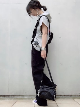 「にゃー」｜「アイテム（オールインワン・サロペット）」を使った、なな☺︎さん（レディース・155cm）の春コーディネート