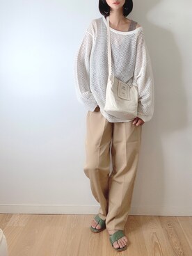 「kutir（クティール）のカラーマーブルクリアリング（リング）」を使った、なな☺︎さん（レディース・155cm）の夏コーディネート