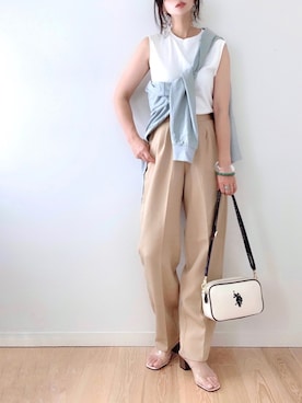 「kutir（クティール）のカラーマーブルクリアリング（リング）」を使った、なな☺︎さん（レディース・155cm）の夏コーディネート