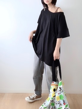 「バックロゴ」｜「アイテム（アクセサリー）」を使った、なな☺︎さん（レディース・155cm）の夏コーディネート