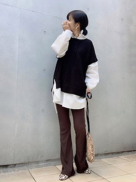 「レイヤード風」｜「アイテム（その他）」を使った、なな☺︎さん（レディース・155cm）の秋コーディネート