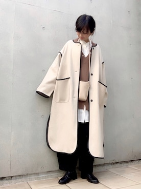 「パイピングコート」｜「アイテム（その他シューズ）」を使った、なな☺︎さん（レディース・155cm）の秋コーディネート