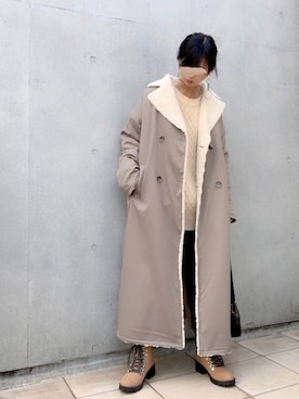 「ダブルボタン」｜「アイテム（その他）」を使った、なな☺︎さん（レディース・155cm）の秋コーディネート