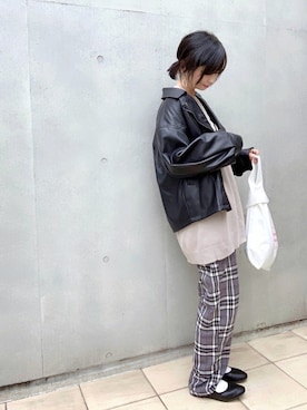 「Traditional Weatherwear（トラディショナルウェザーウェア）のMARCHE BAG MINI（トートバッグ）」を使った、なな☺︎さん（レディース・155cm）の秋コーディネート
